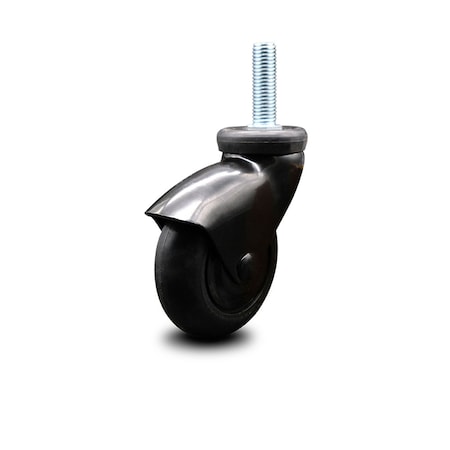 Service Caster 3 Inch Black Hooded Neoprene Rubber 1/2 Inch Threaded Stem Caster SCC-TS03S310-NPRB-BK-121315